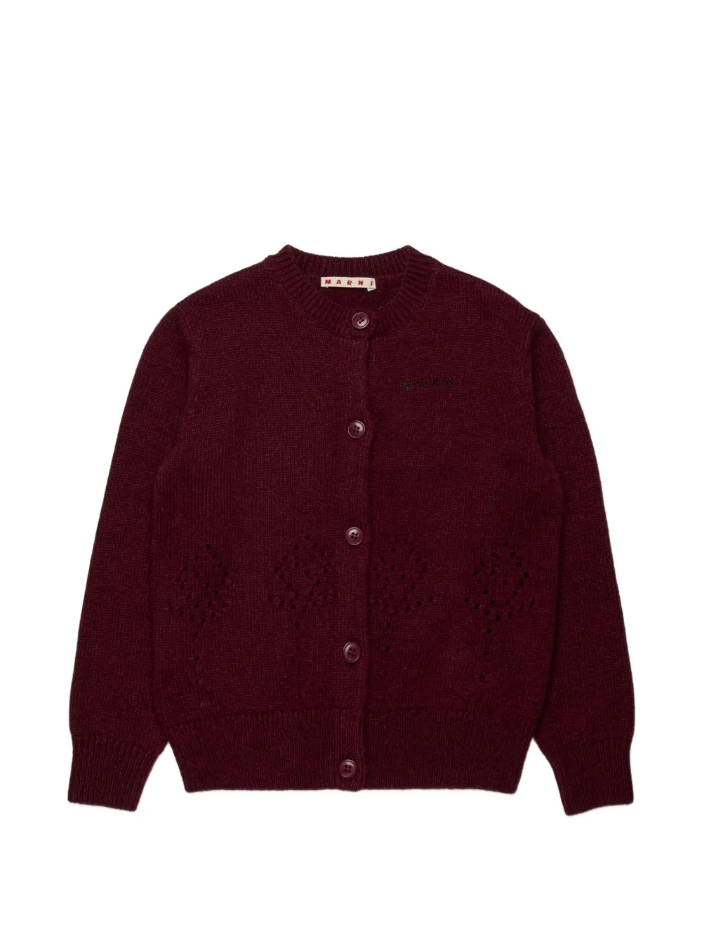 Marni Kids embroidered cardigan - Rosso