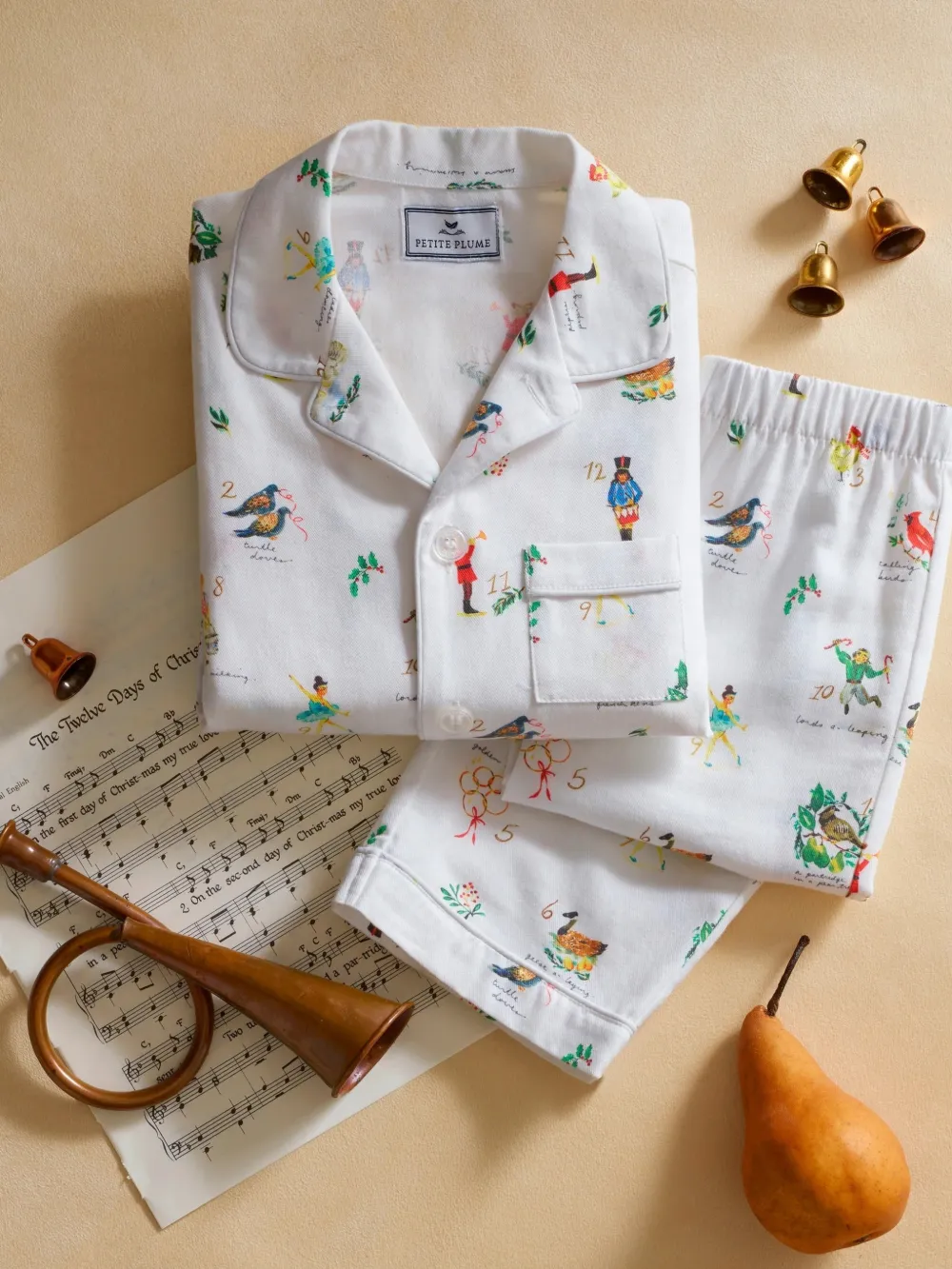 Petite Plume Patterned Pajamas In White