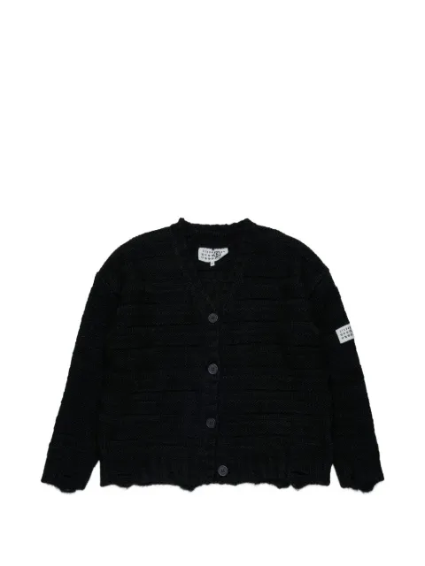 MM6 Maison Margiela Kids distressed ribbed-knit cardigan
