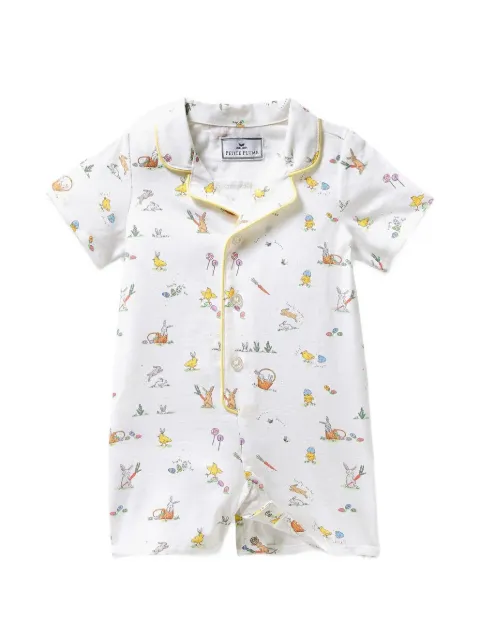 Petite Plume Easter Frolic twill rompers