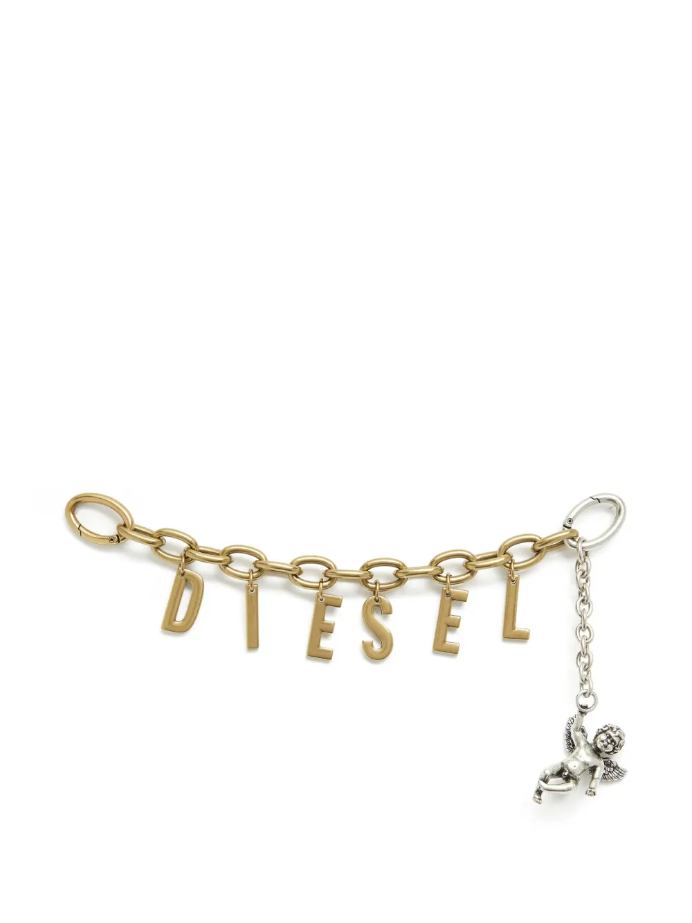 Diesel metal letter charm with cherub