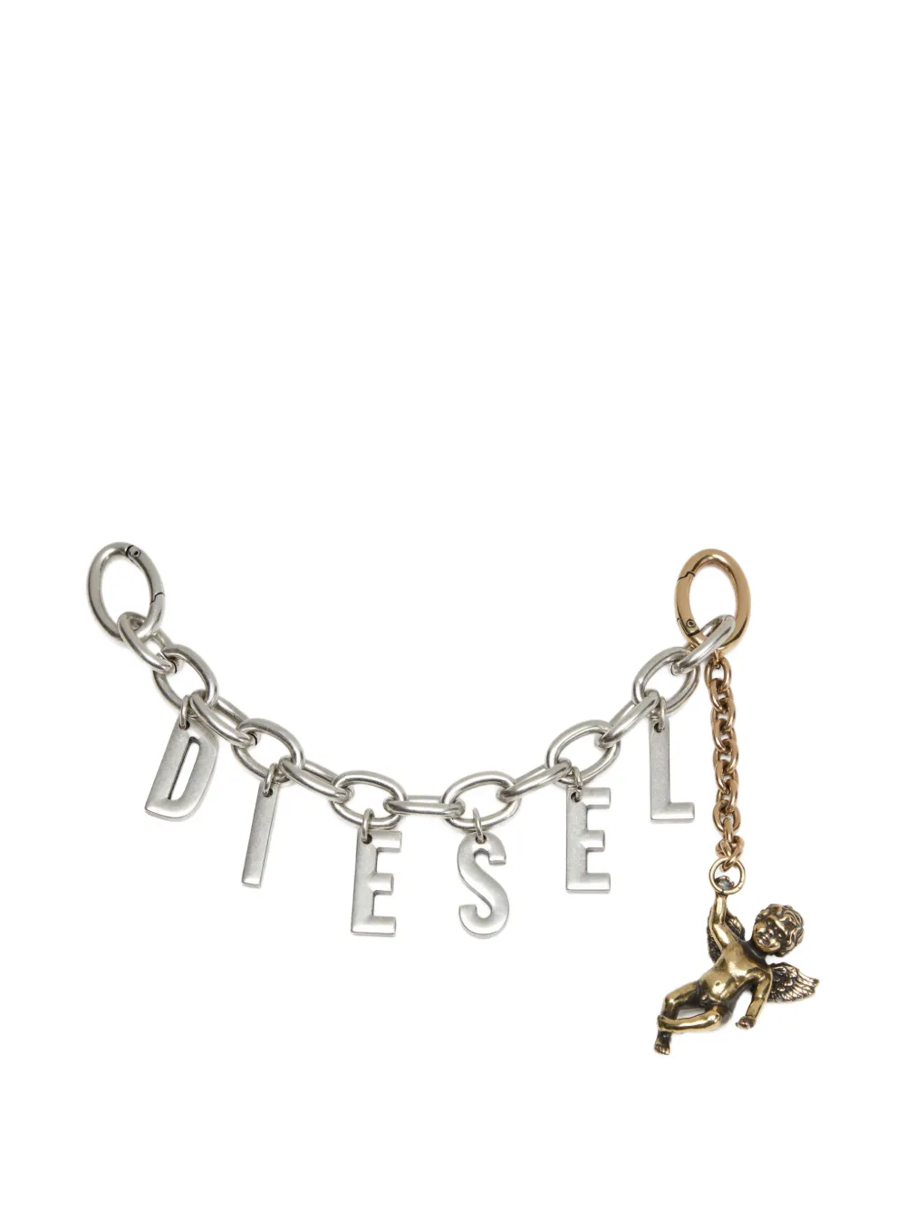 Diesel cherub letter-charm keyring