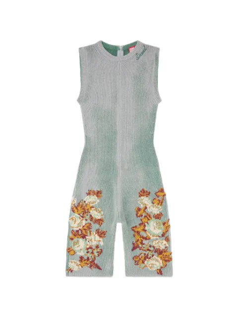 Diesel floral-jacquard ribbed playsuit