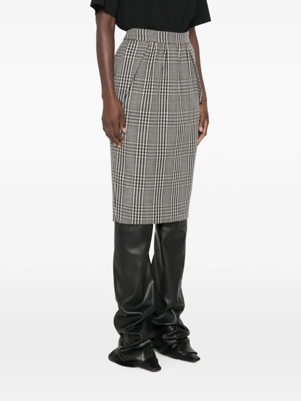Stella McCartney Prince of Wales check wool midi skirt Grijs