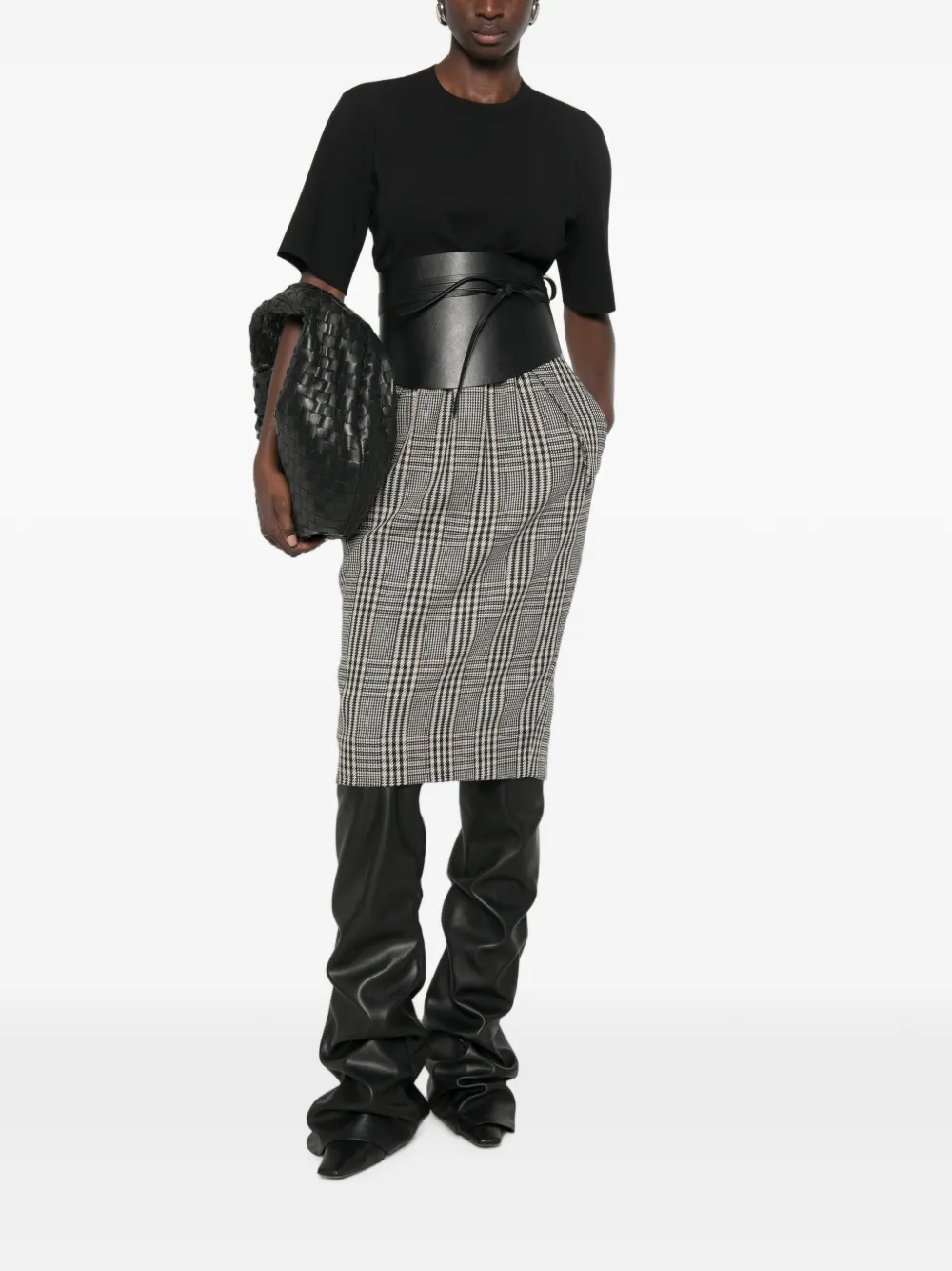 Stella McCartney Prince of Wales check wool midi skirt Grijs