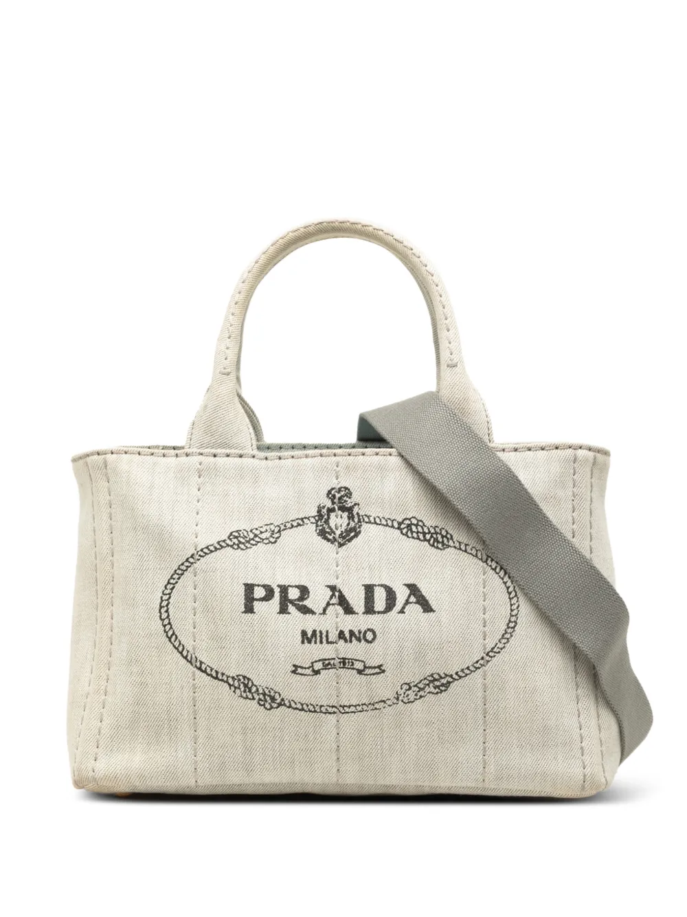 Prada Pre-Owned Borsa a tracolla Canapa Logo piccola 2010-2026 - Grigio