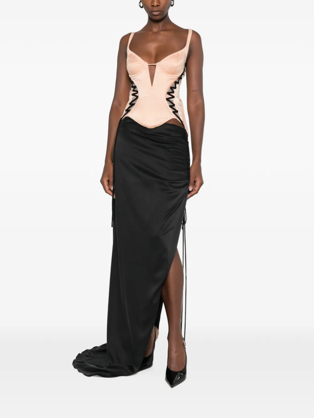 Maria Lucia Hohan Sakura lace-up corset dress Zwart
