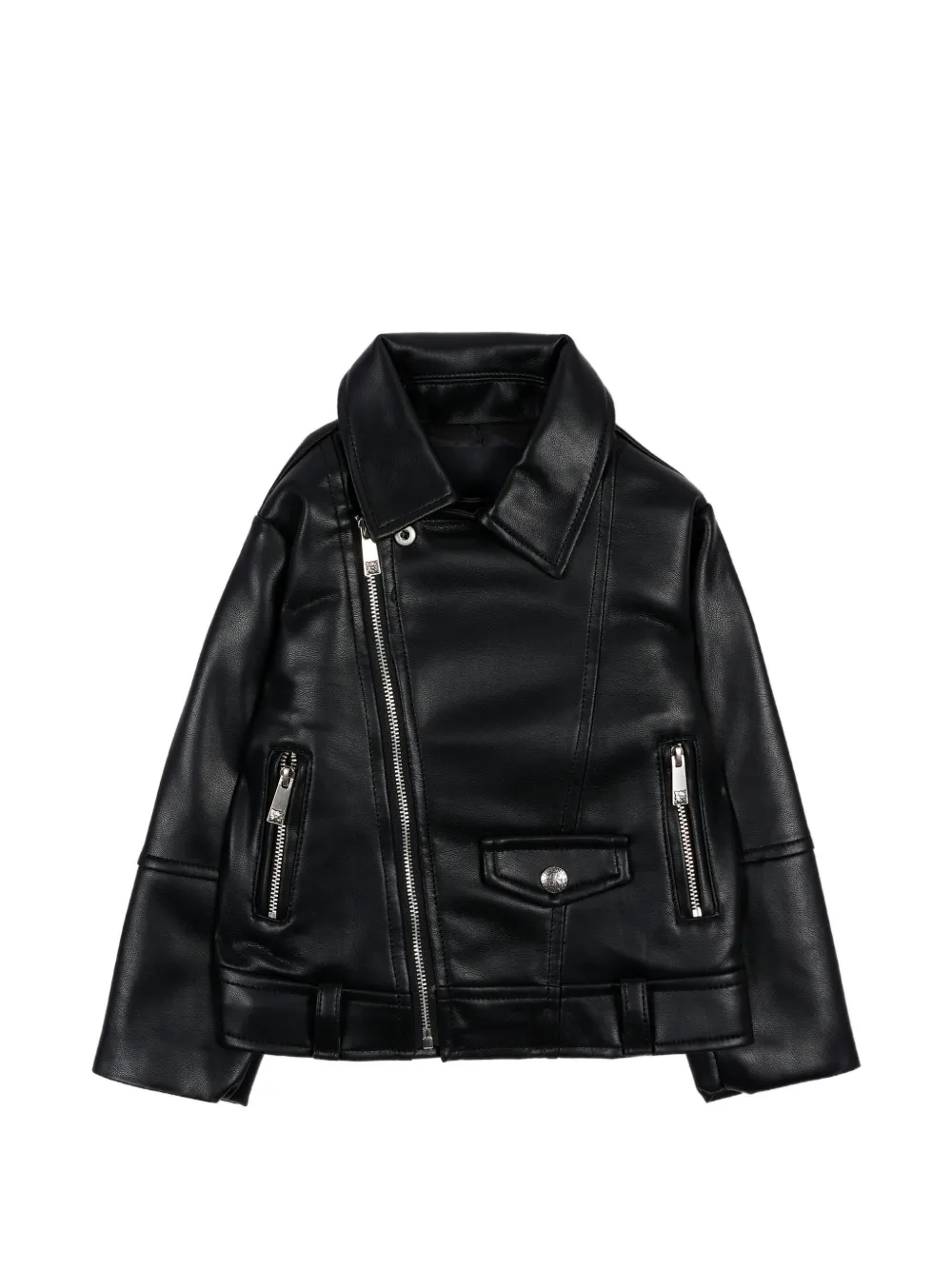 John Richmond Junior logo-embroidered biker jacket - Schwarz