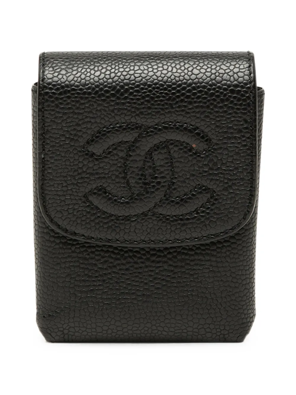 CHANEL Pre-Owned 2000-2002 CC Caviar Cigarette Case pouch - Schwarz
