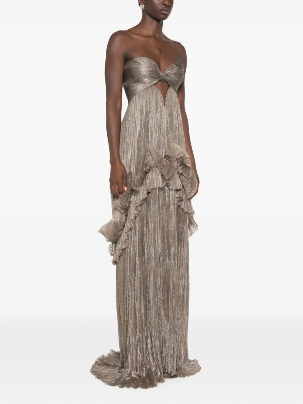 Maria Lucia Hohan Yumi pleated ruffled maxi dress Bruin