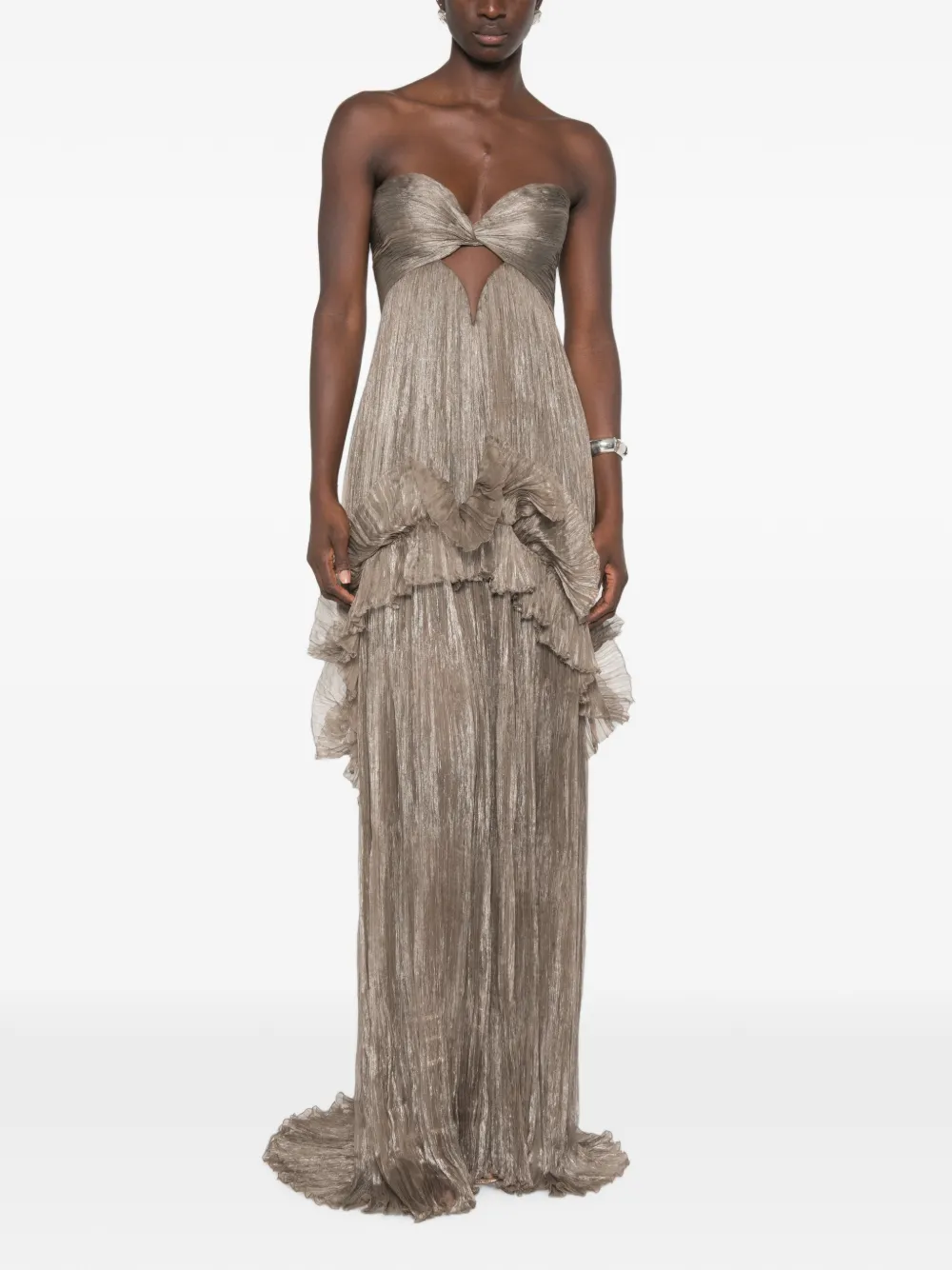Maria Lucia Hohan Yumi pleated ruffled maxi dress Bruin