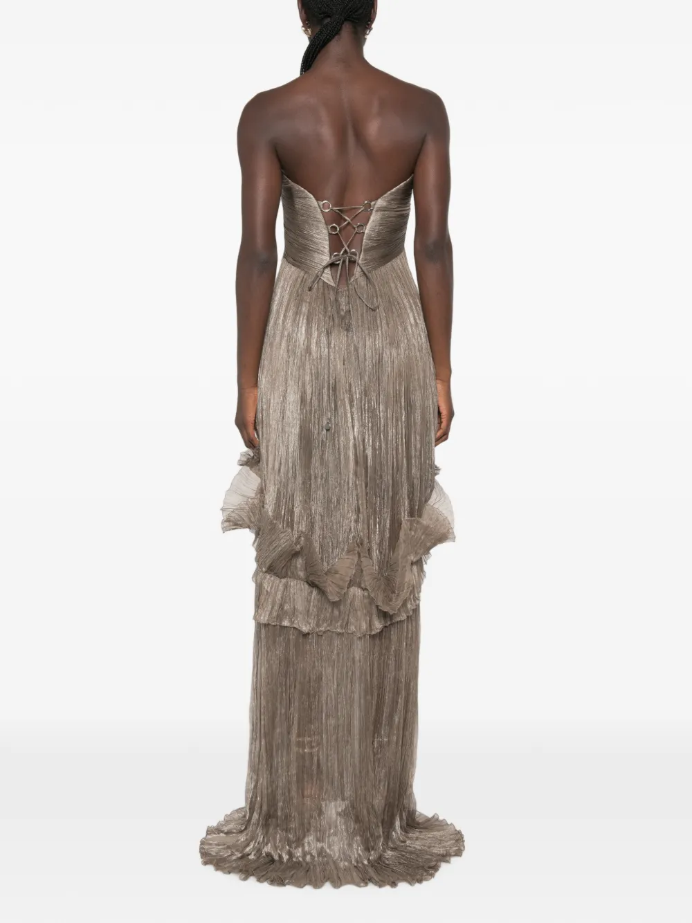Maria Lucia Hohan Yumi pleated ruffled maxi dress Bruin