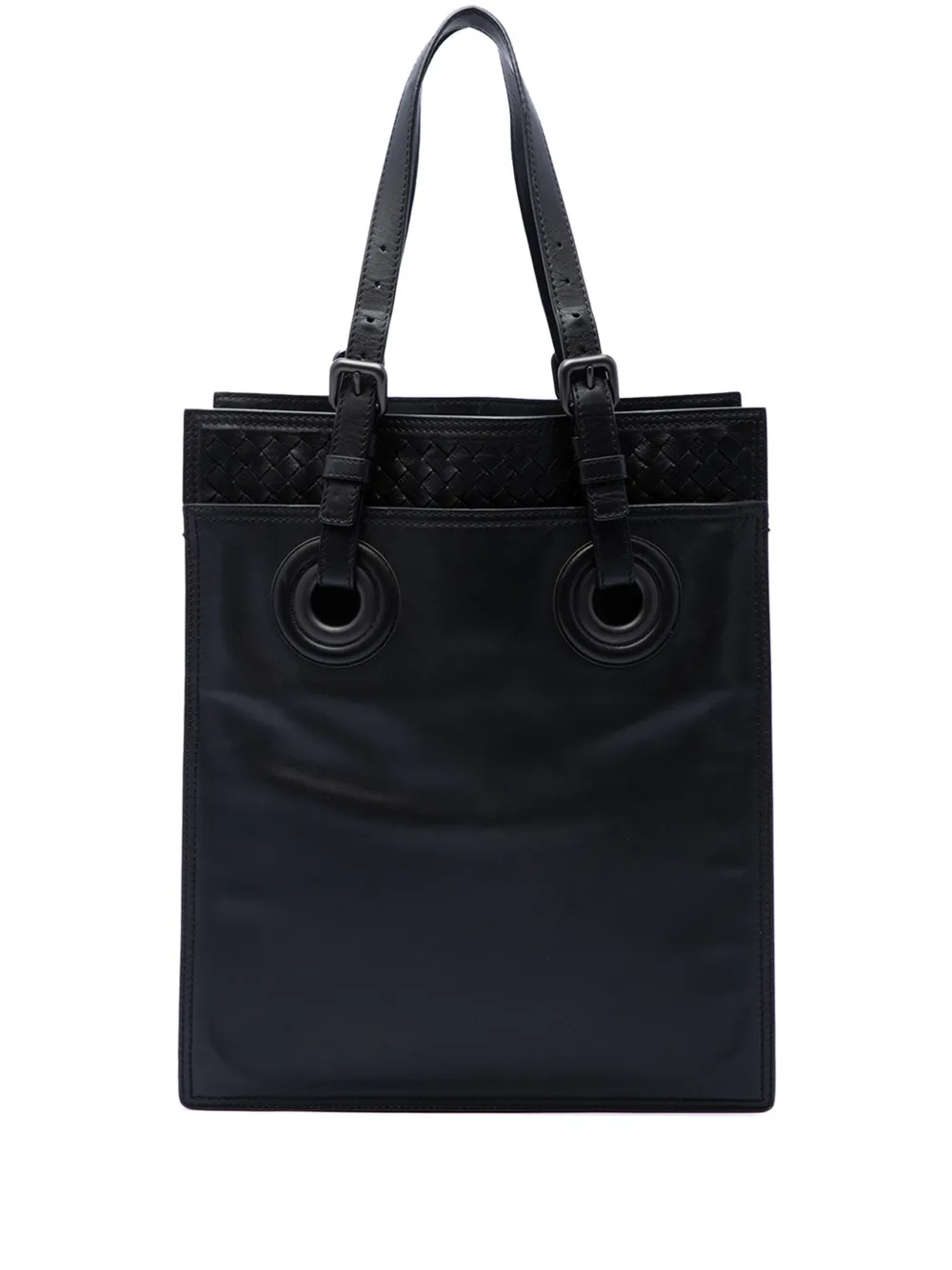 Bottega Veneta Pre-Owned 2012-2026 Intrecciato Trimmed Leather Oculus Tote satchel - Nero