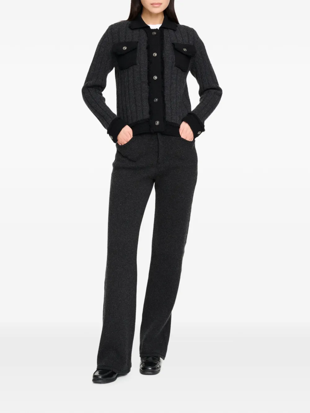 Barrie Ribgebreid denim jack Grijs