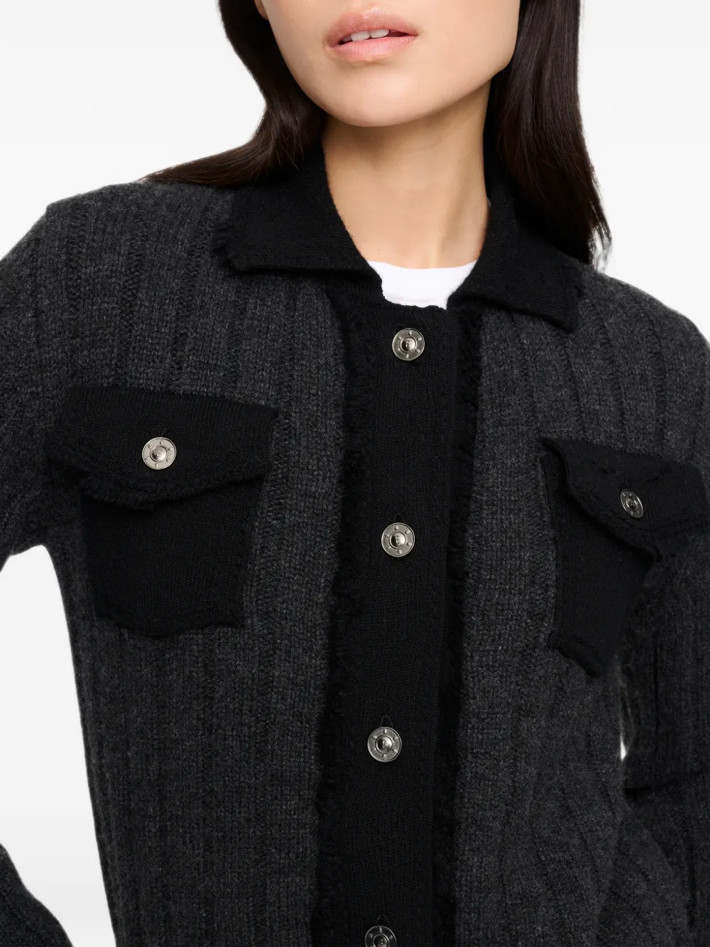 Barrie Ribgebreid denim jack Grijs