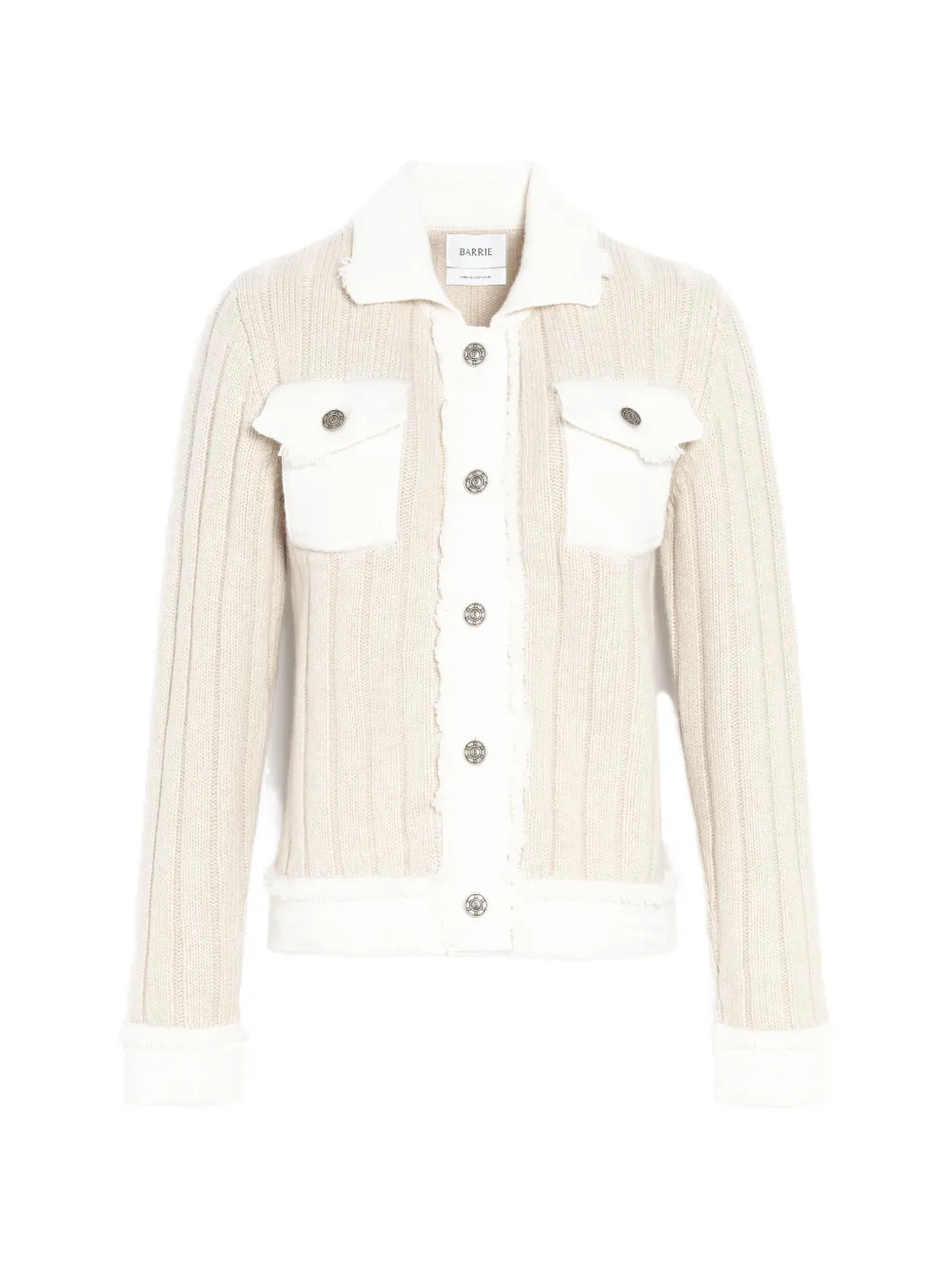 Barrie ribbed-knit frayed cardigan