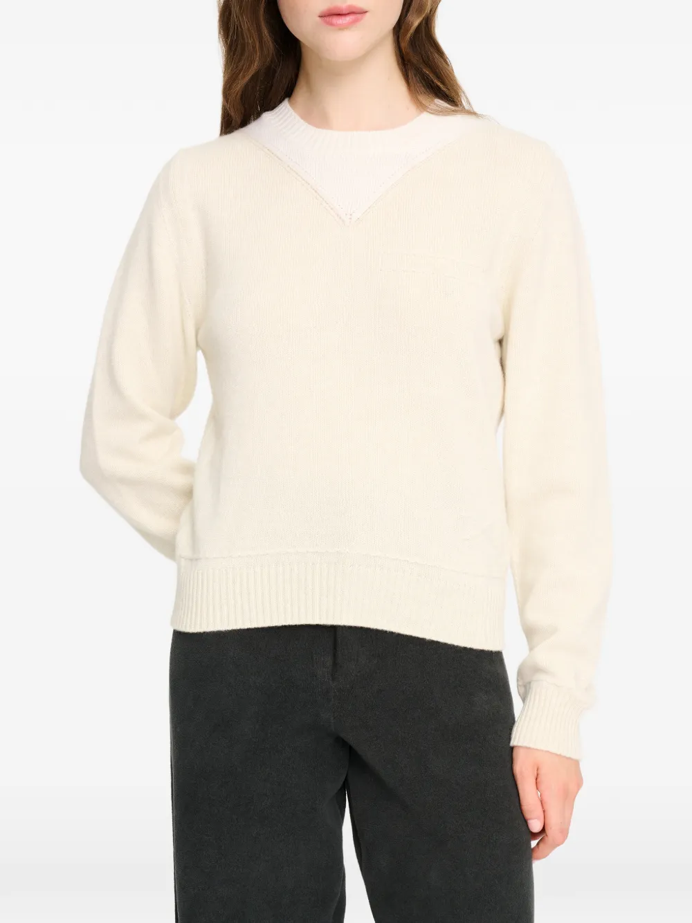 Barrie Kasjmier trui met stiksels Beige