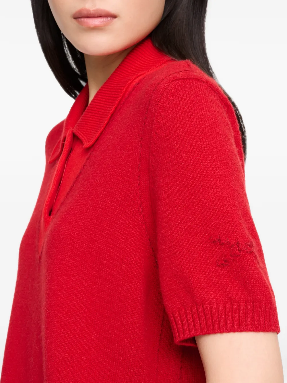 Barrie Kasjmier poloshirt met stiksels Rood