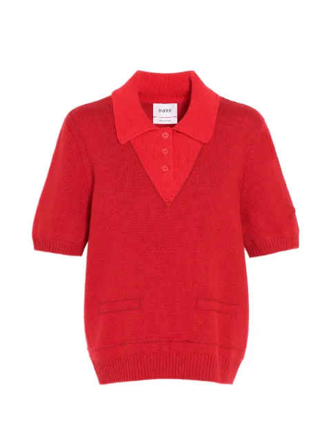 Barrie topstitched cashmere polo shirt