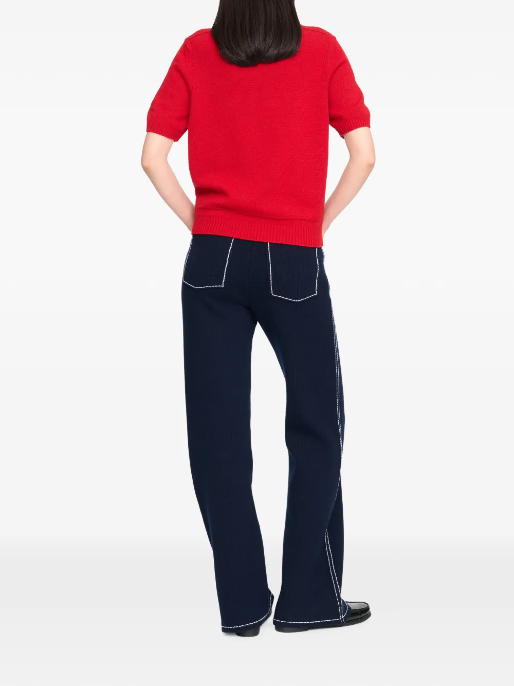 Barrie Kasjmier poloshirt met stiksels Rood