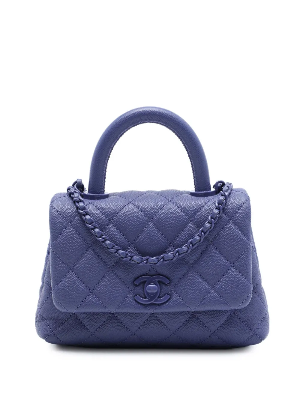 CHANEL Pre-Owned 2020 Extra Mini Quilted Caviar Incognito Coco Top Handle Bag satchel - Viola