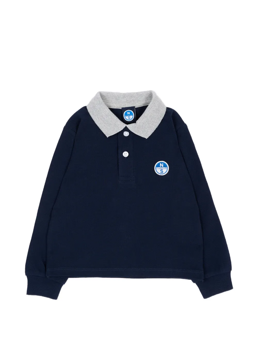 North Sails Kids logo-patch long-sleeve polo shirt - Blu