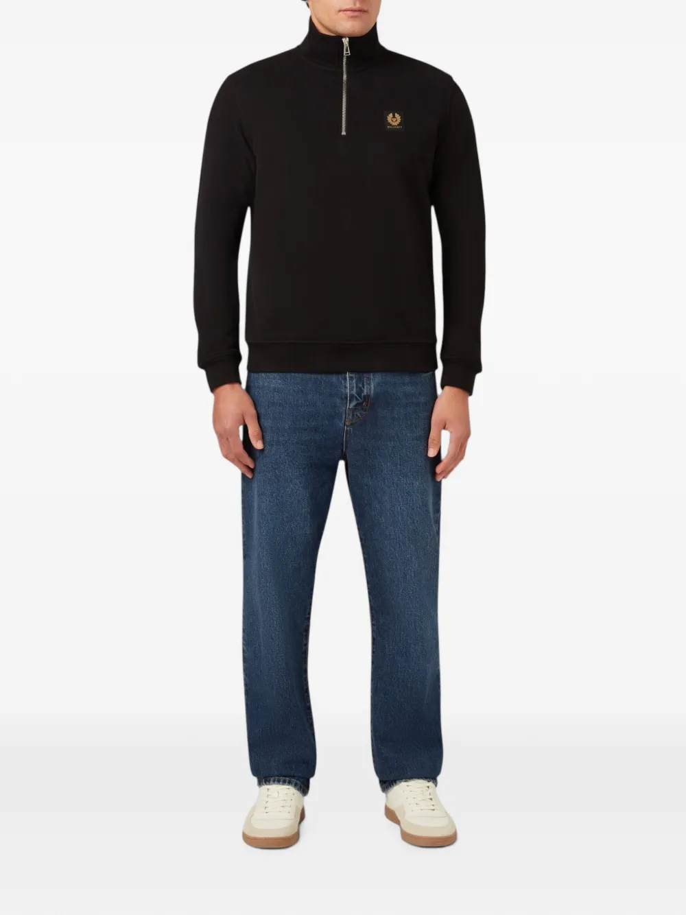 Belstaff Trui met logo-patch en kwartrits Zwart