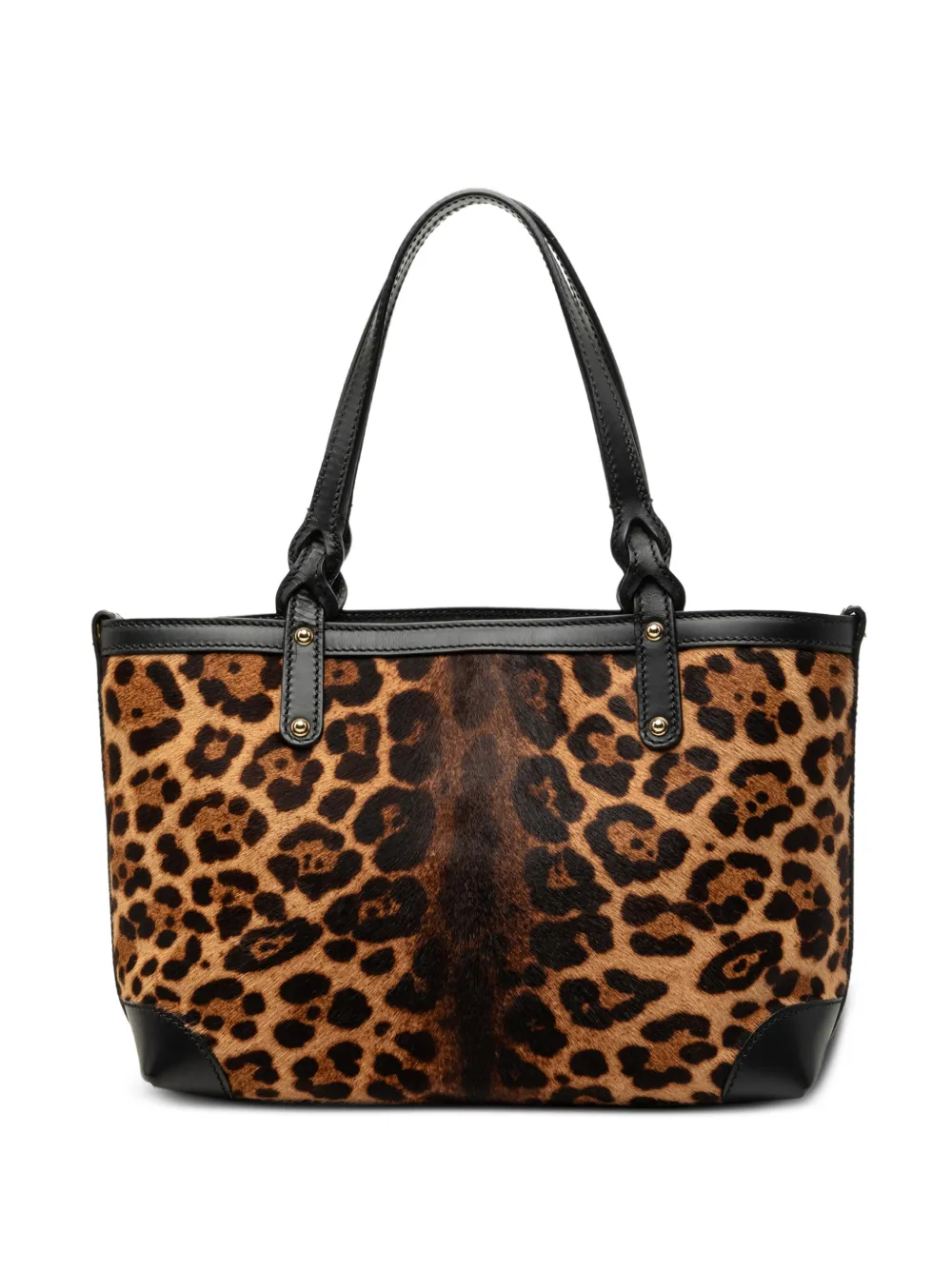 Gucci Pre-Owned Borsa tote grande in cavallino con stampa leopardata 2000-2015 - Marrone