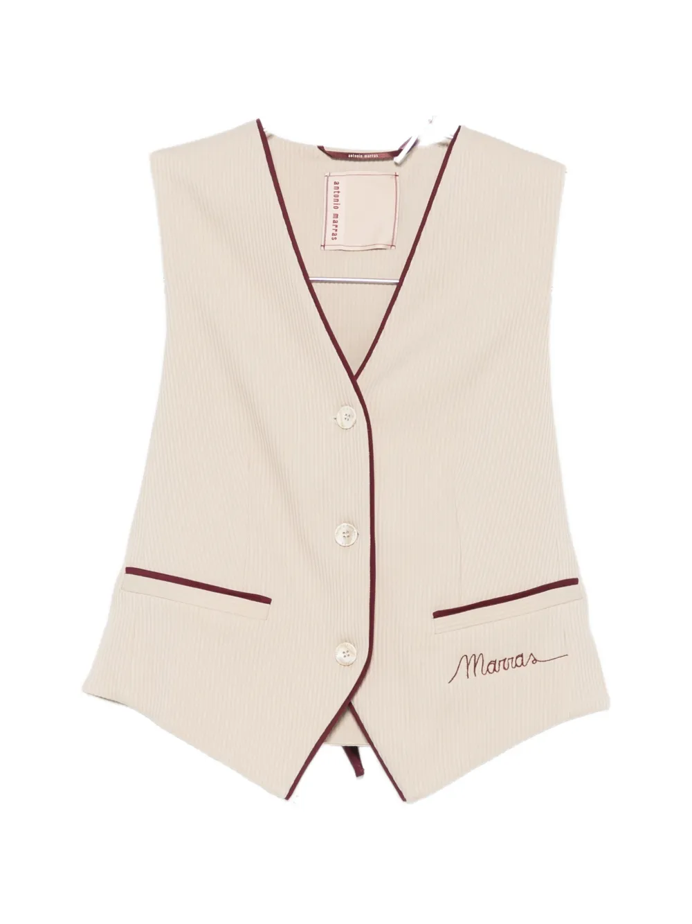 Antonio Marras embroidered-logo pinstriped waistcoat - Nude