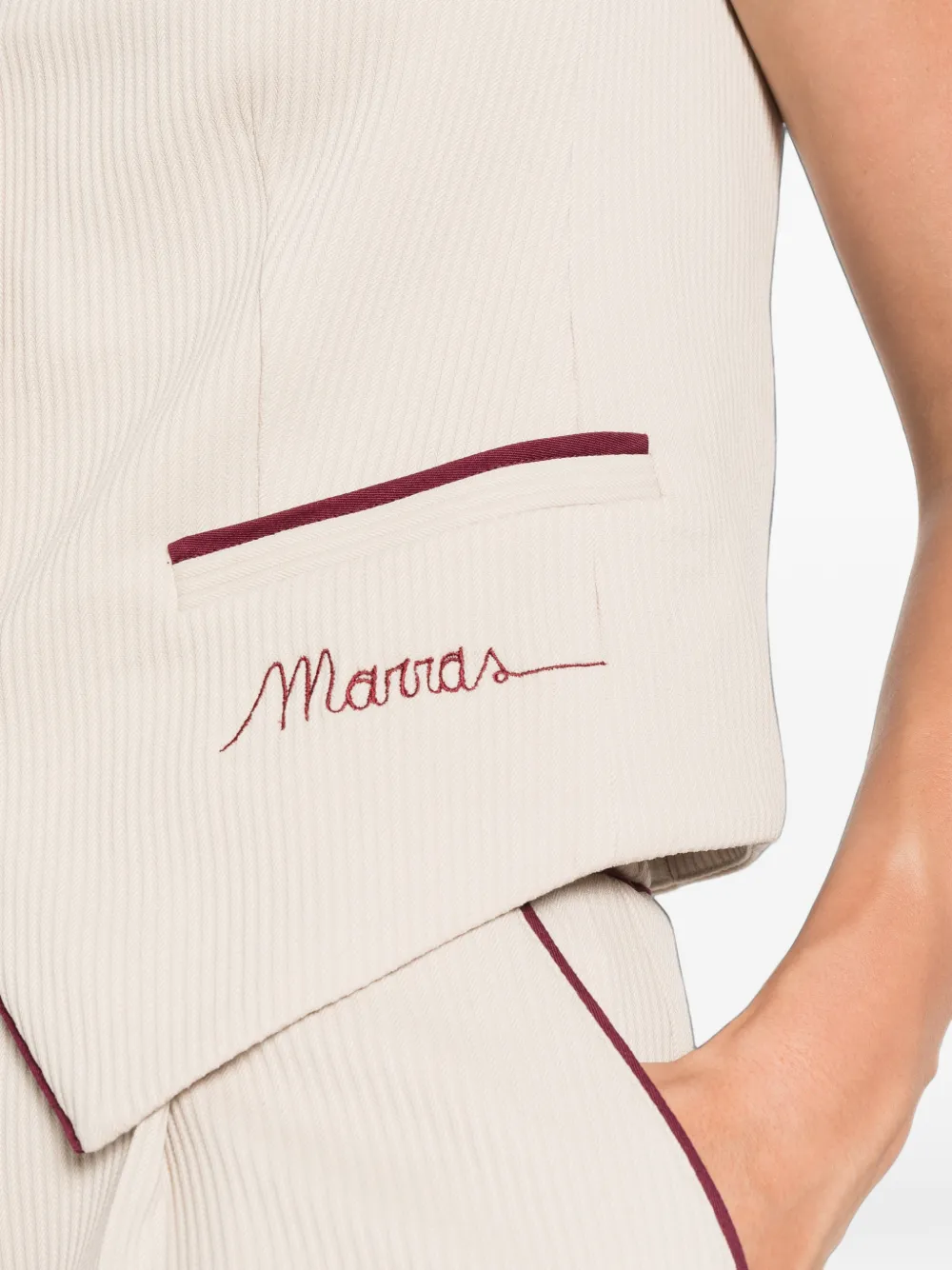 Antonio Marras Gilet met krijtstreep en geborduurd logo Beige