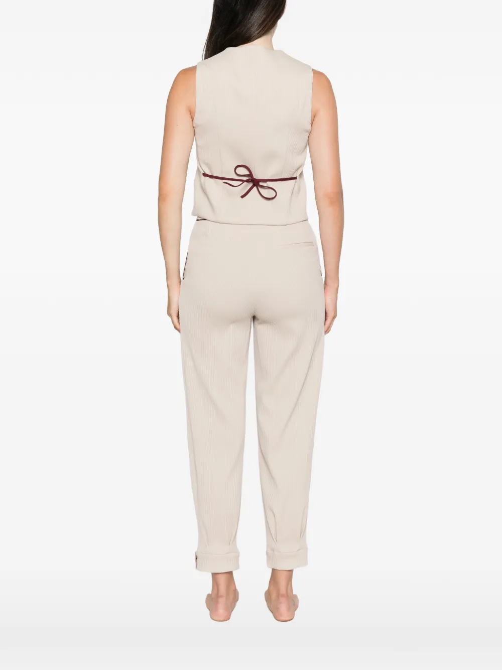 Antonio Marras Gilet met krijtstreep en geborduurd logo Beige