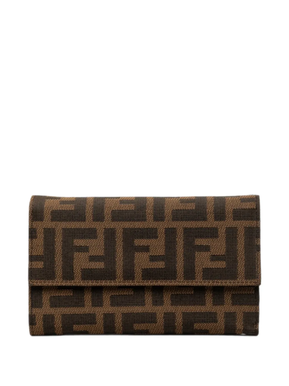 Pre-owned Fendi 20th Century Zucca Canvas Wallet Long Wallets In Brown