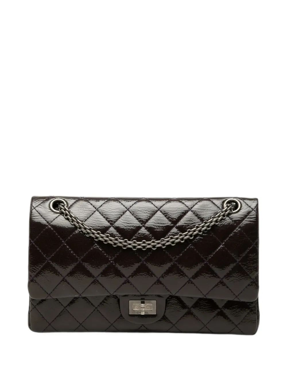 CHANEL Pre-Owned 2010-2011 Quilted Crinkled Patent Reissue 2.55 Double Flap 226 shoulder bag - Violett