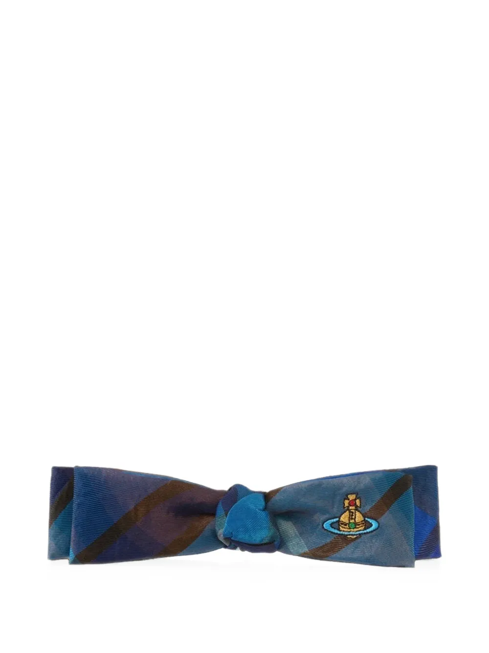Vivienne Westwood Orb-embroidered check-pattern hair clip - Blu