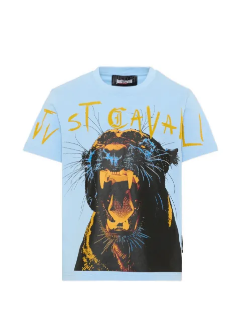 Just Cavalli Kids panther-print logo-print T-shirt