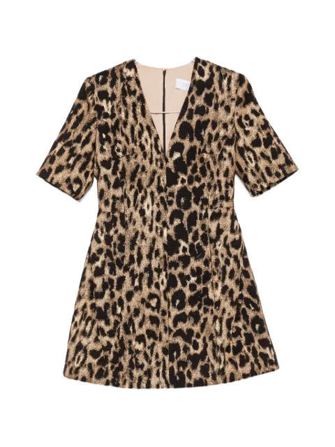 DE SANTIS leopard-print V-neck mini dress
