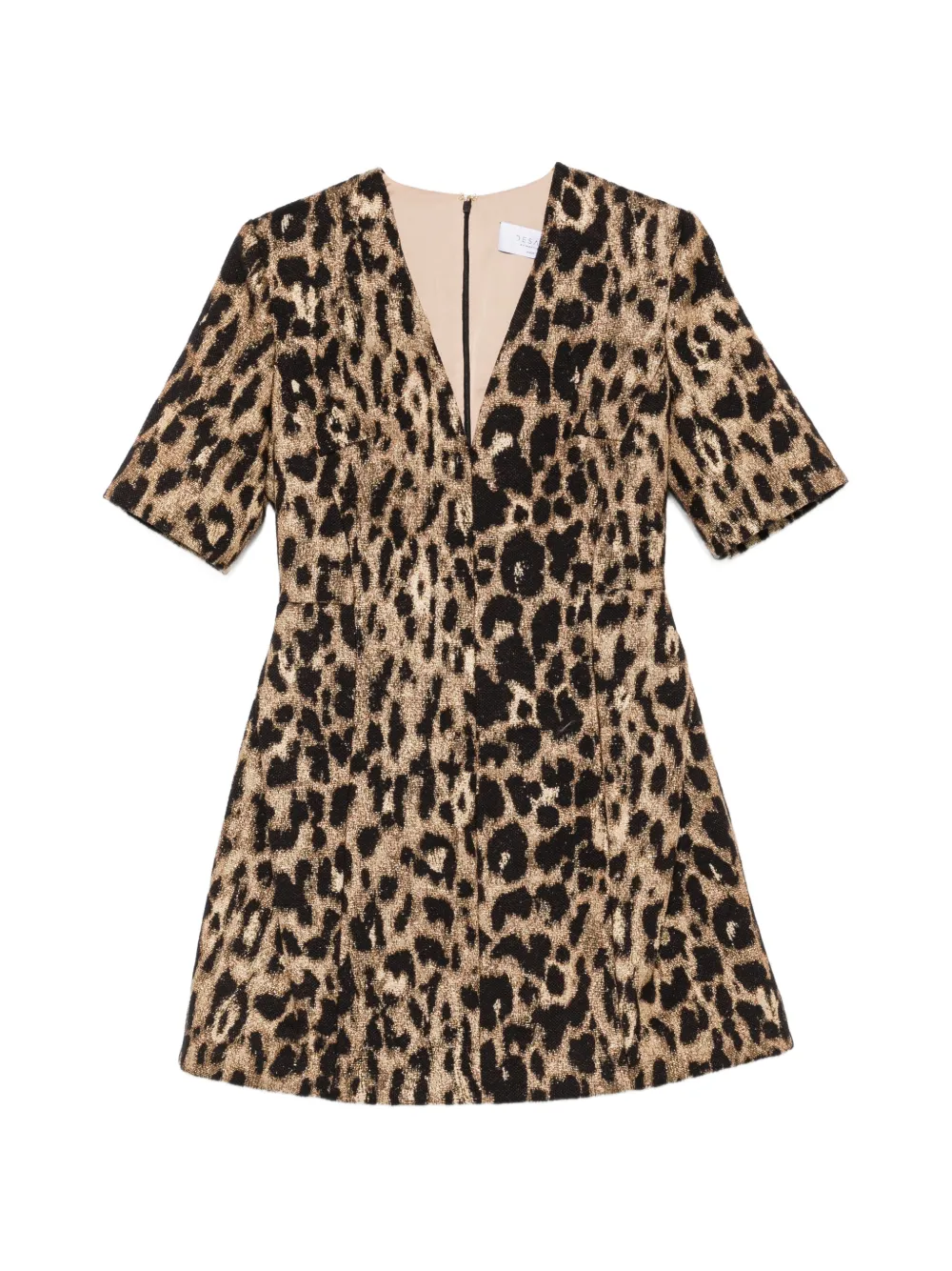 DE SANTIS leopard-print V-neck mini dress - Toni neutri