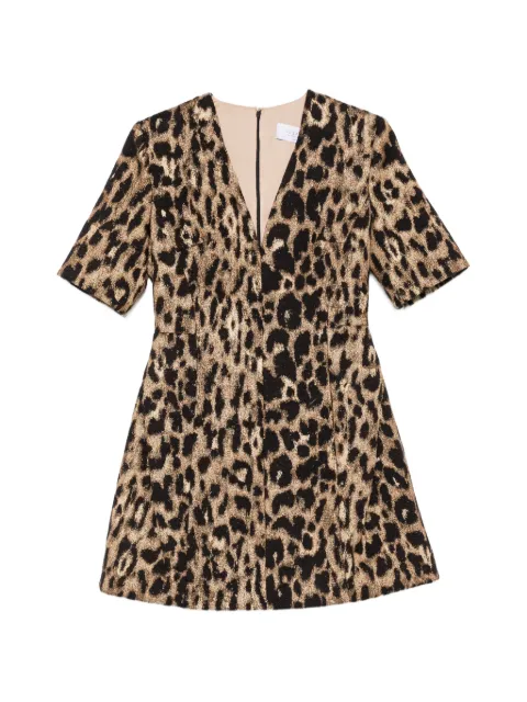 DE SANTIS leopard-print V-neck mini dress