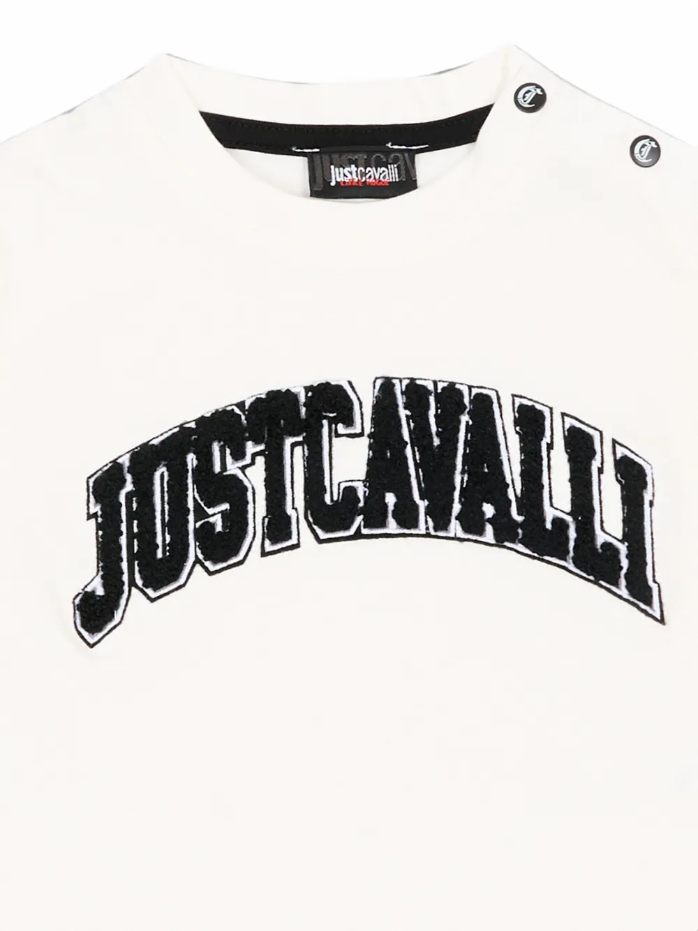 Just Cavalli Kids T-shirt met drukknopen en logoprint Beige