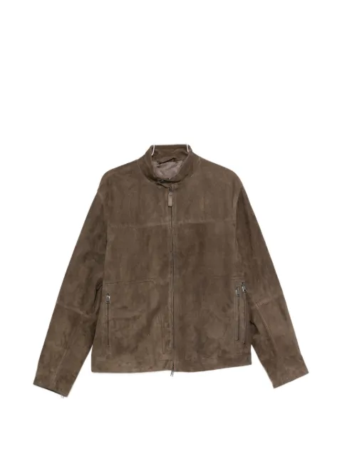 Brioni suede high-neck jacket