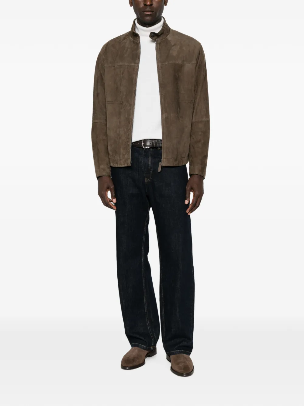 Brioni Jack met hoge hals Bruin