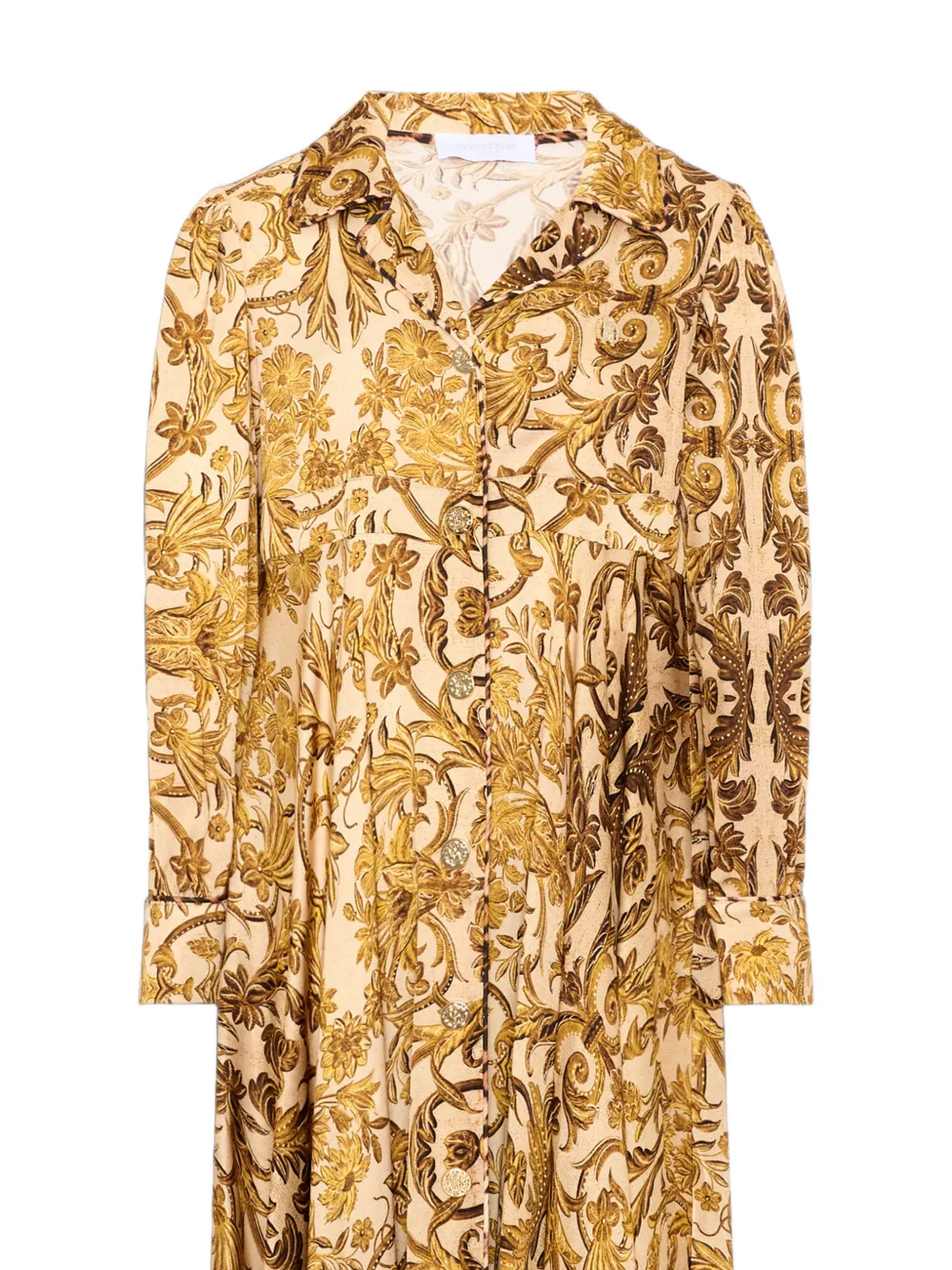 Roberto Cavalli Junior Maxi-jurk met bloemenprint en lange mouwen Goud
