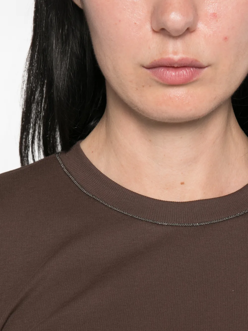 Brunello Cucinelli T-shirt met ketting Bruin