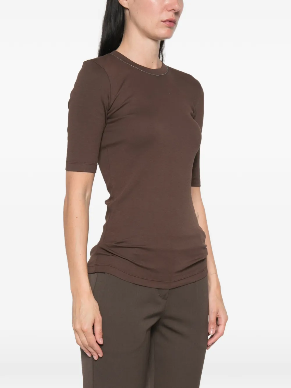 Brunello Cucinelli T-shirt met ketting Bruin