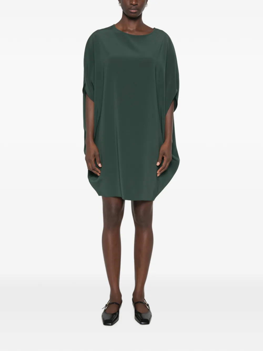 Gianluca Capannolo Iris midi-jurk met boothals en vleermuismouwen Groen
