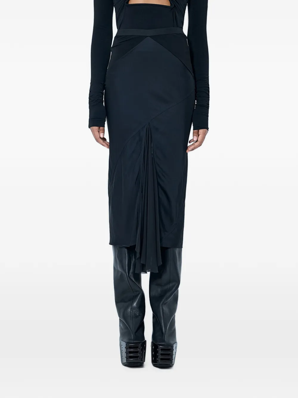 Rick Owens DBL asymmetrische midi-rok Zwart