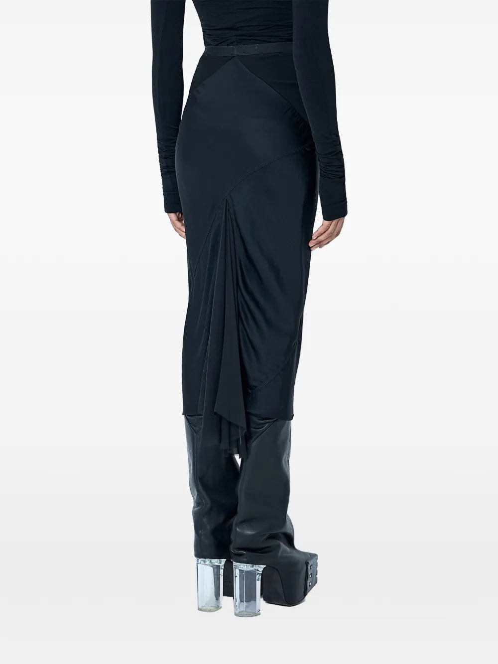 Rick Owens DBL asymmetrische midi-rok Zwart