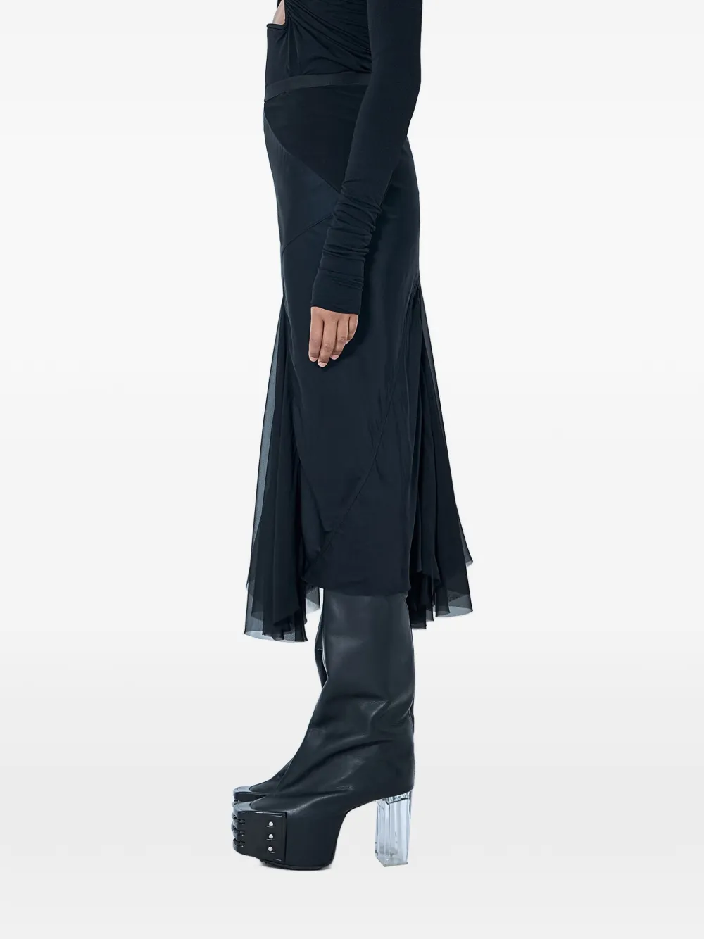 Rick Owens DBL asymmetric midi skirt - Nero