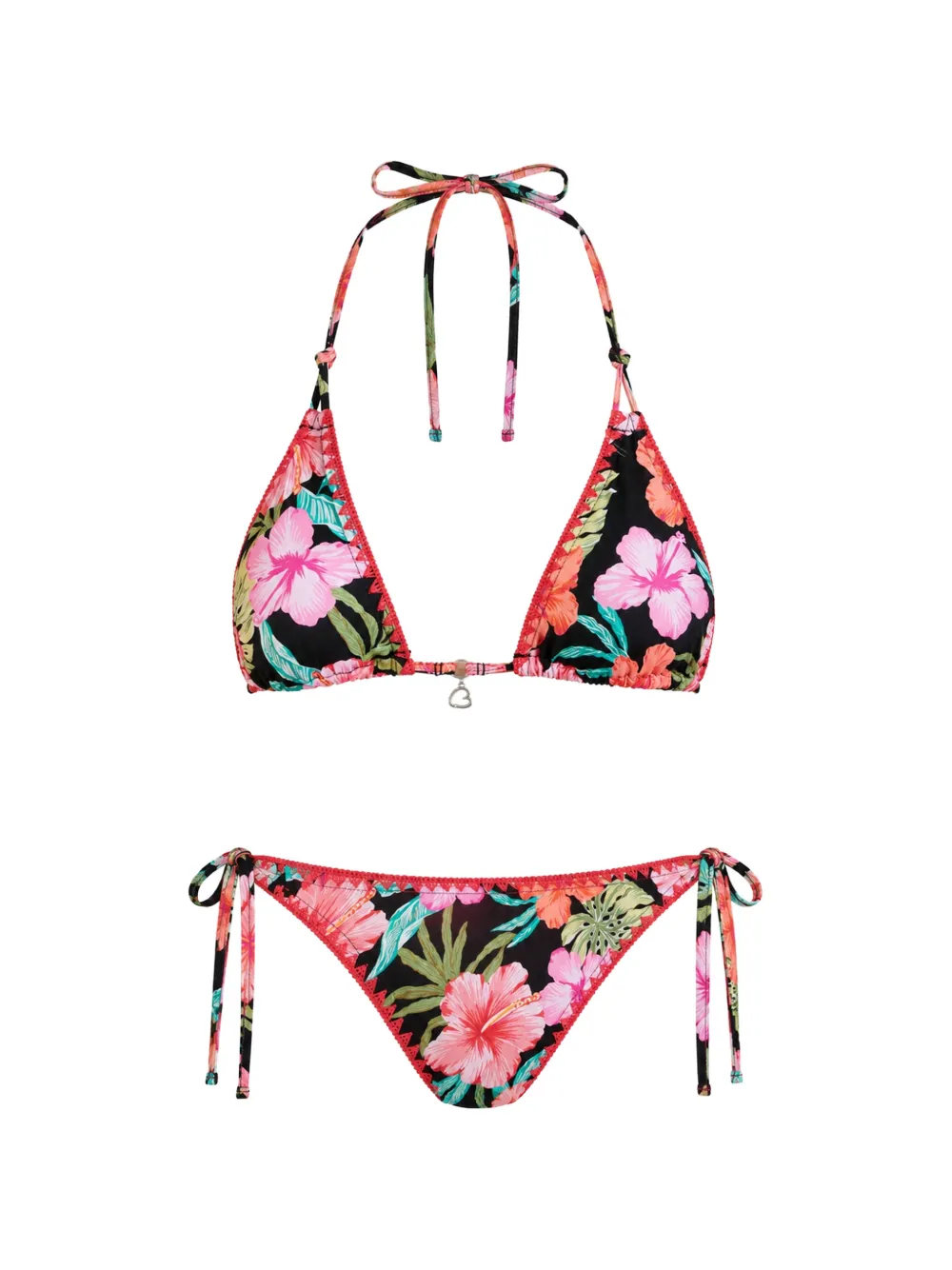 BANANA MOON Top bikini a fiori - Nero
