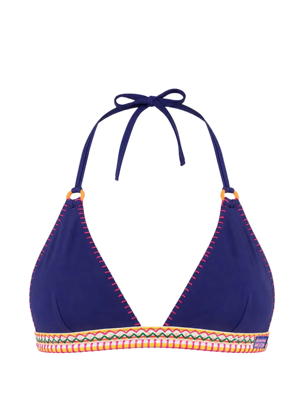 BANANA MOON embroidered halterneck bikini top - Blu